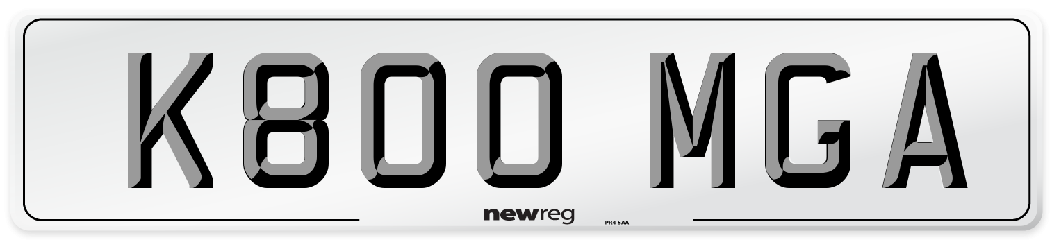 K800 MGA Number Plate from New Reg